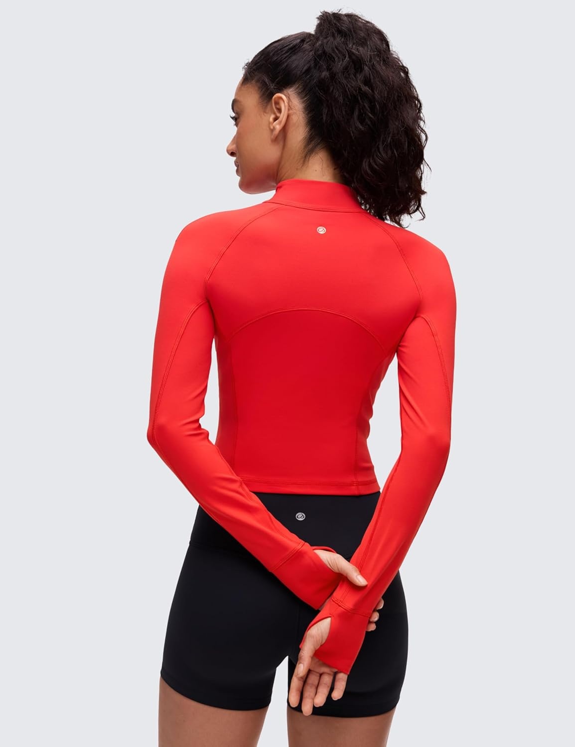 image:imageCRZ YOGA Butterluxe Half Zip Long Sleeve Shirts for Women Workout Athletic Yoga Tops Crop Collared Quarter Zipper TShirtDeep Red