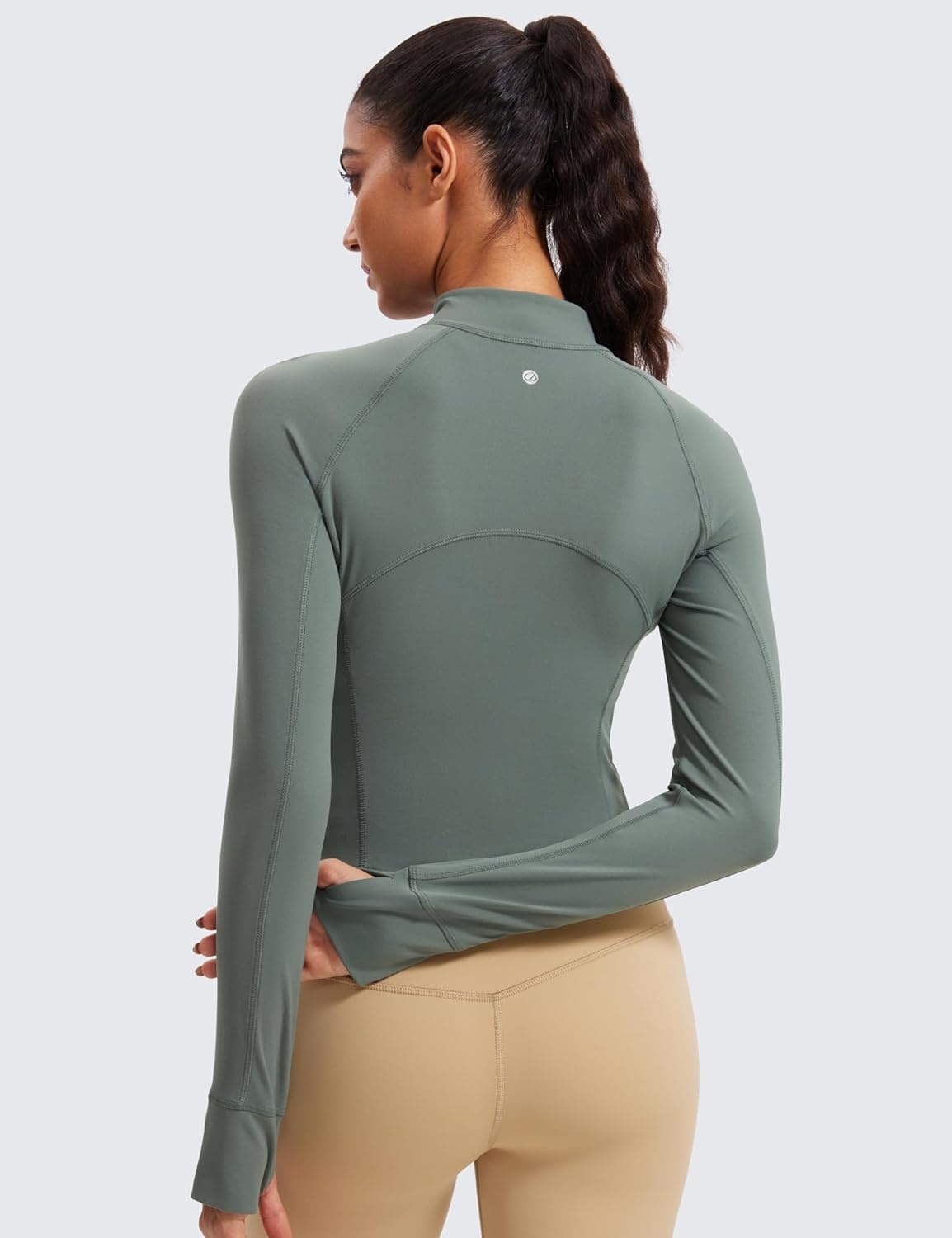 image:imageCRZ YOGA Butterluxe Half Zip Long Sleeve Shirts for Women Workout Athletic Yoga Tops Crop Collared Quarter Zipper TShirtGrey Sage