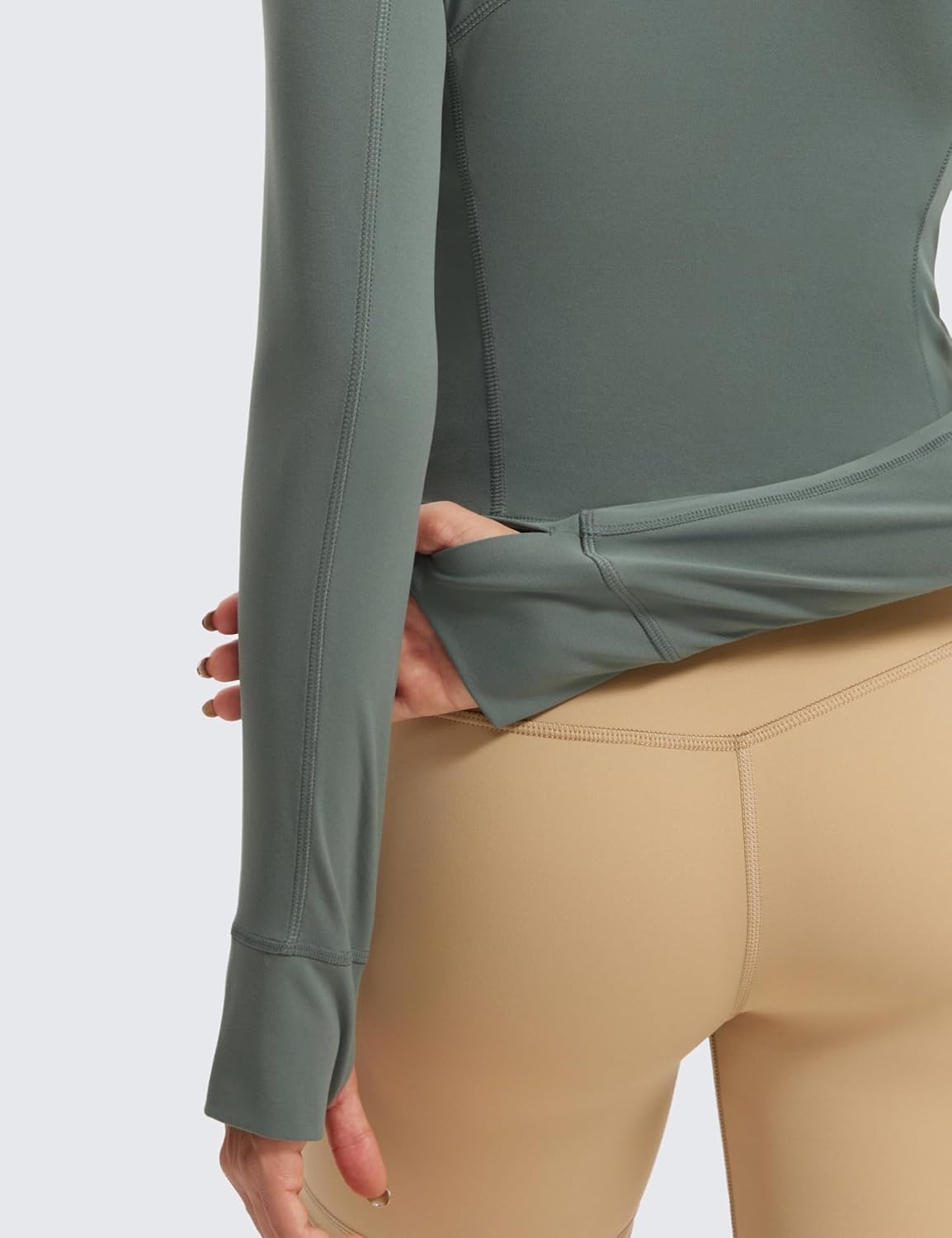 image:imageCRZ YOGA Butterluxe Half Zip Long Sleeve Shirts for Women Workout Athletic Yoga Tops Crop Collared Quarter Zipper TShirtGrey Sage