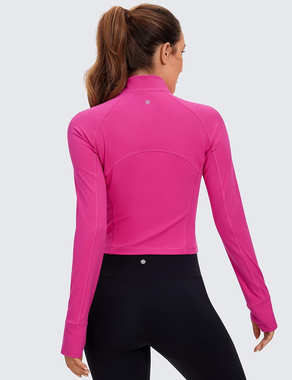image:imageCRZ YOGA Butterluxe Half Zip Long Sleeve Shirts for Women Workout Athletic Yoga Tops Crop Collared Quarter Zipper TShirtHibiscus Purple