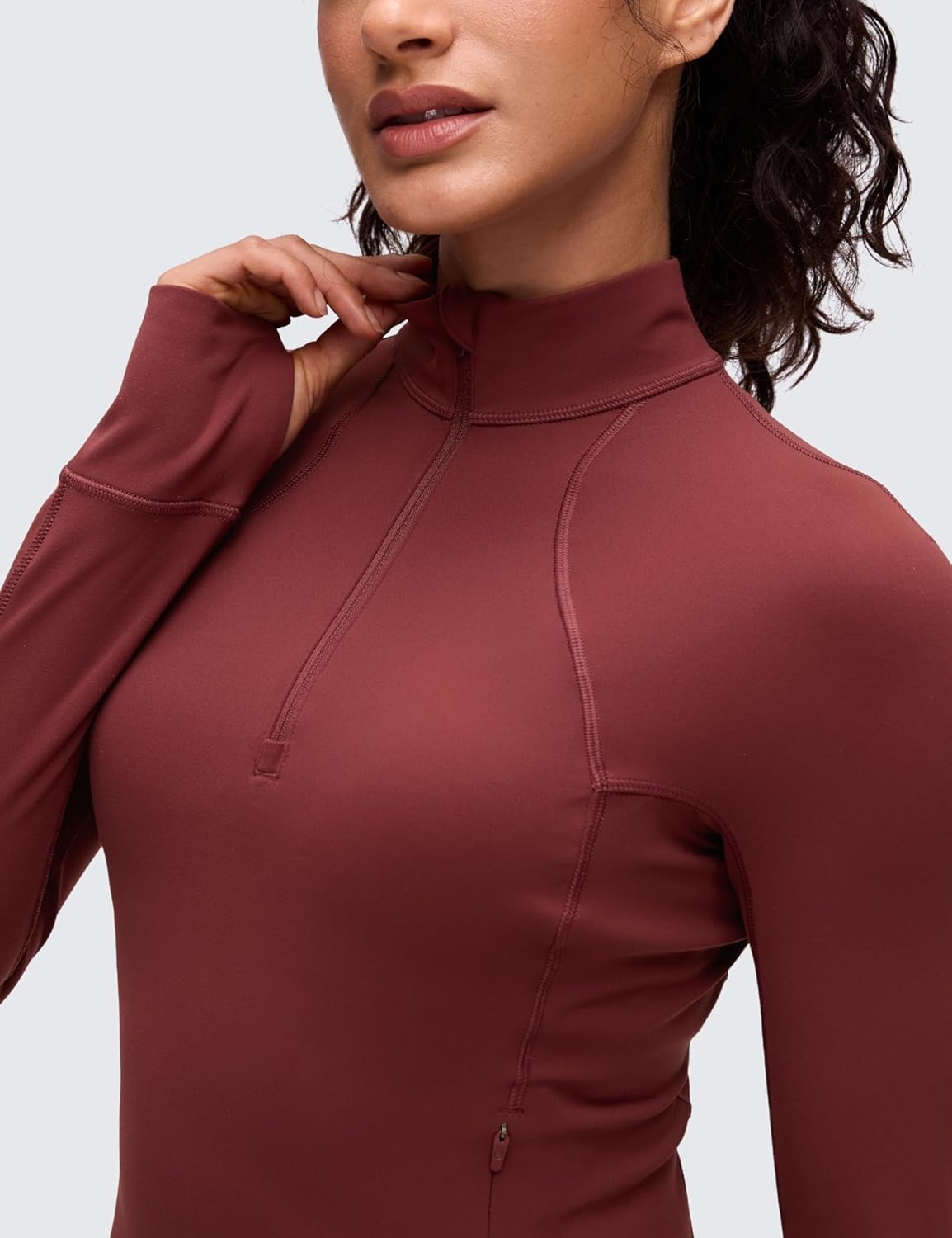 image:imageCRZ YOGA Butterluxe Half Zip Long Sleeve Shirts for Women Workout Athletic Yoga Tops Crop Collared Quarter Zipper TShirtNoctilucence Red