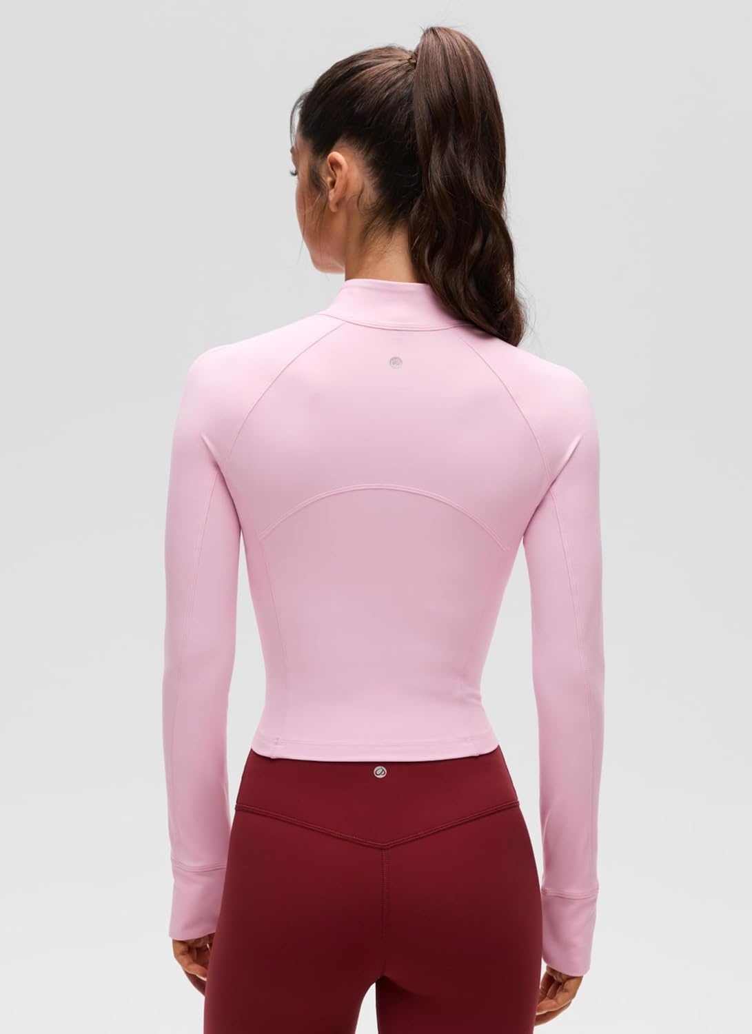 image:imageCRZ YOGA Butterluxe Half Zip Long Sleeve Shirts for Women Workout Athletic Yoga Tops Crop Collared Quarter Zipper TShirtPink Peony
