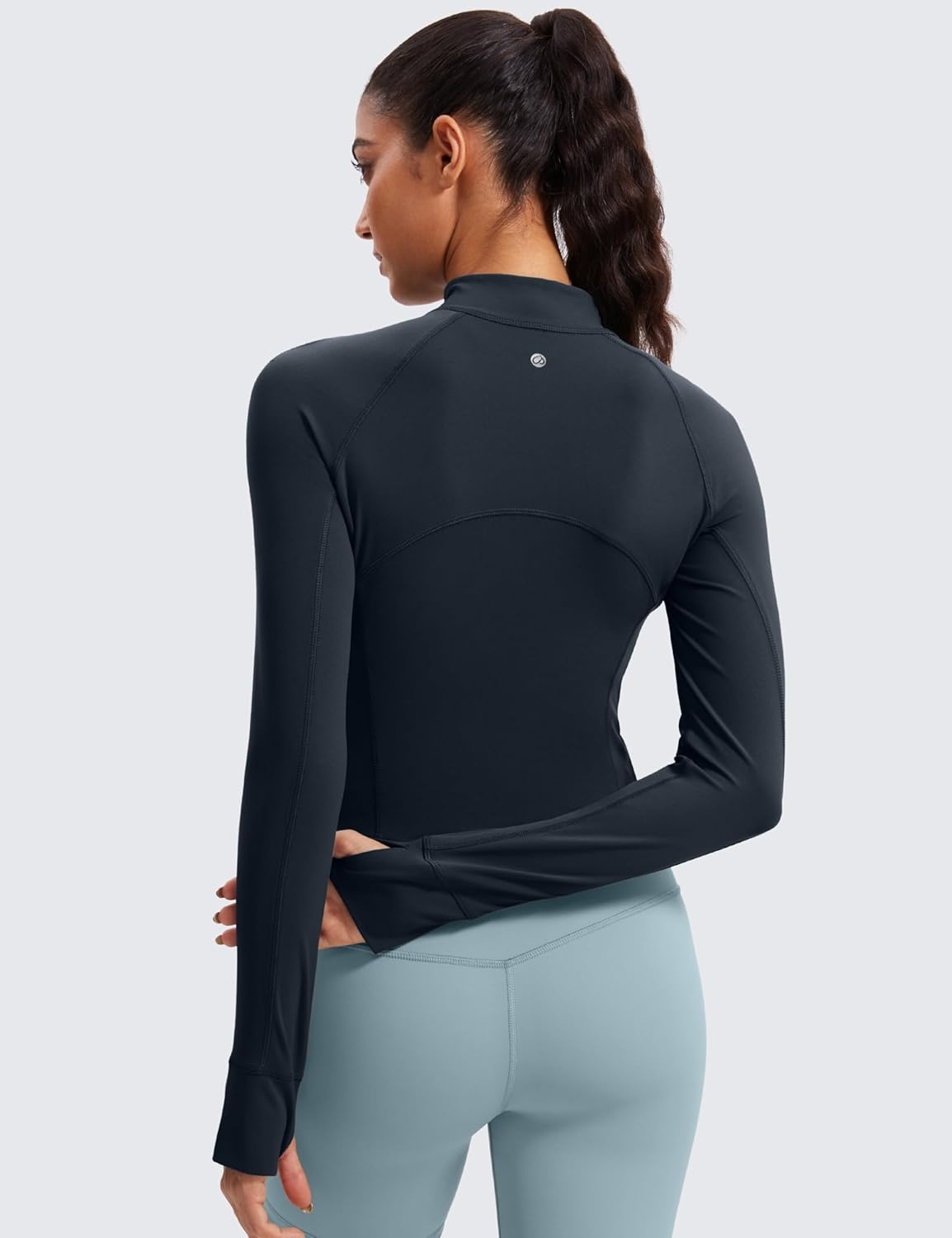image:imageCRZ YOGA Butterluxe Half Zip Long Sleeve Shirts for Women Workout Athletic Yoga Tops Crop Collared Quarter Zipper TShirtTrue Navy
