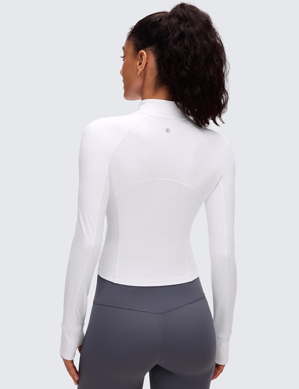 image:imageCRZ YOGA Butterluxe Half Zip Long Sleeve Shirts for Women Workout Athletic Yoga Tops Crop Collared Quarter Zipper TShirtWhite