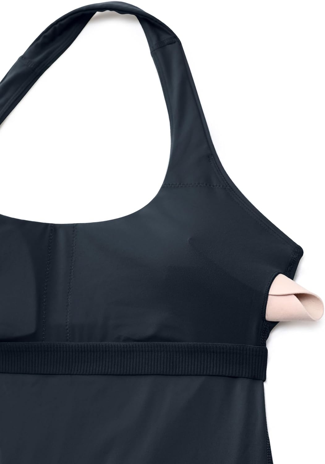 image:imageCRZ YOGA Butterluxe Halter Backless Athletic Rompers for Women Workout Bodycon One Piece Shorts Jumpsuit with PadsTrue Navy