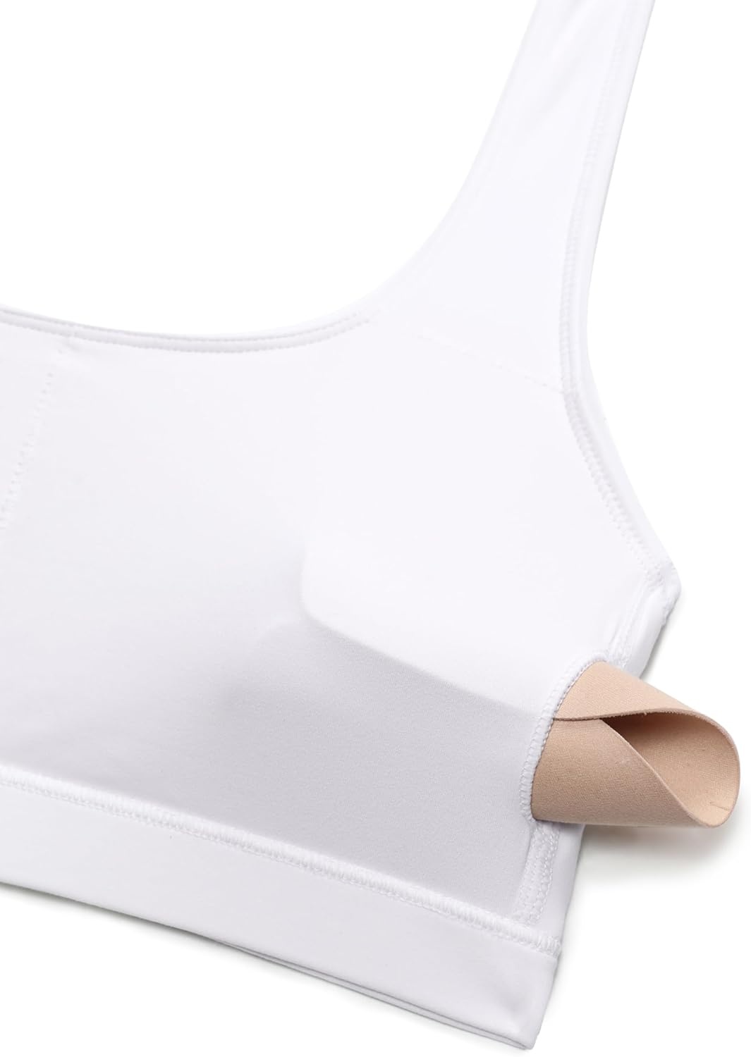 image:imageCRZ YOGA Butterluxe Halter Sports Bras for Women Scoop Neck Padded Open Back Yoga Crop Gym Tops Low ImpactWhite