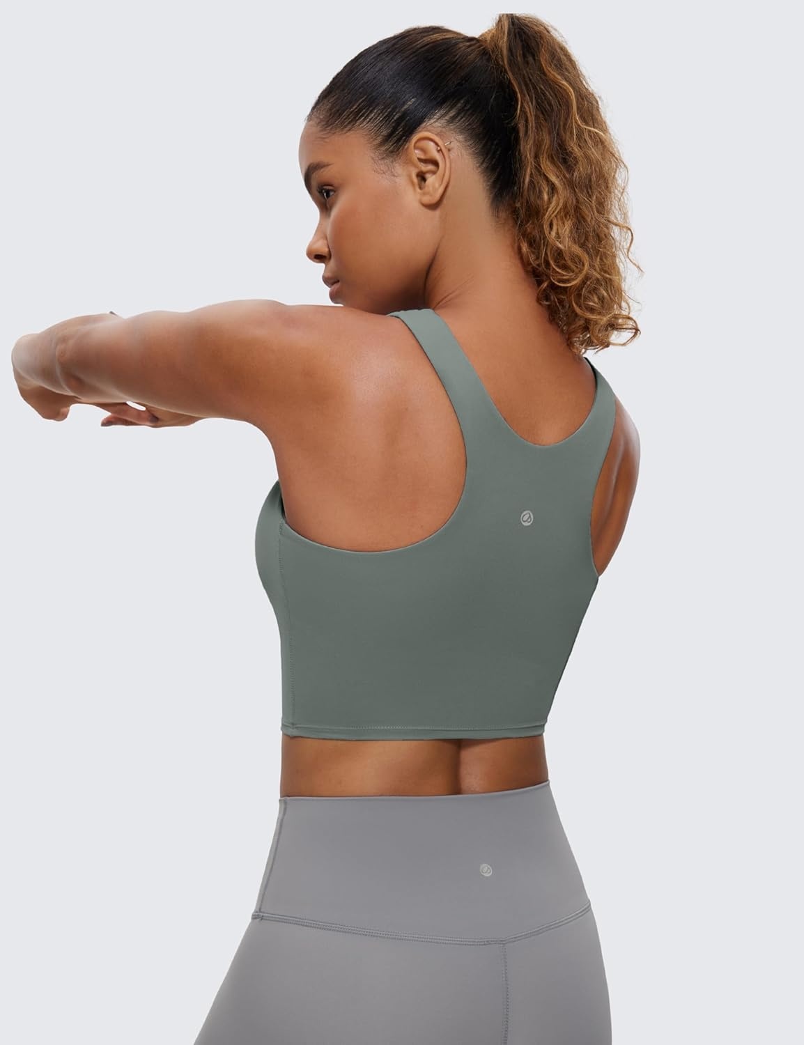image:imageCRZ YOGA Butterluxe High Neck Crop Tank Tops for Women Racerback Padded Longline Sports Bras WorkoutGrey Sage