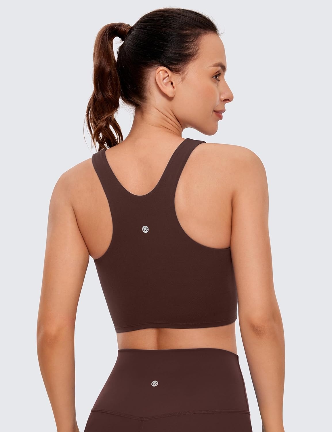 image:imageCRZ YOGA Butterluxe High Neck Crop Tank Tops for Women Racerback Padded Longline Sports Bras WorkoutTaupe