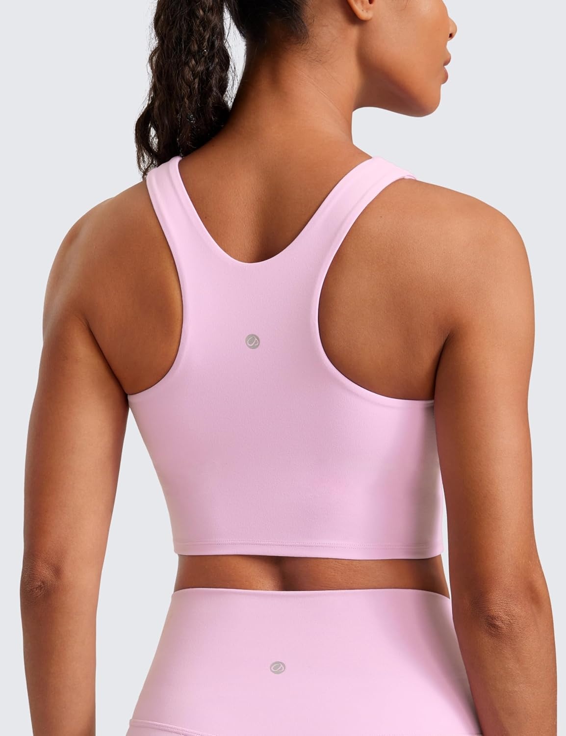 image:imageCRZ YOGA Butterluxe High Neck Crop Tank Tops for Women Racerback Padded Longline Sports Bras WorkoutVita Pink