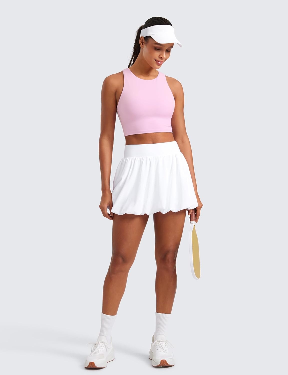 image:imageCRZ YOGA Butterluxe High Neck Crop Tank Tops for Women Racerback Padded Longline Sports Bras WorkoutVita Pink
