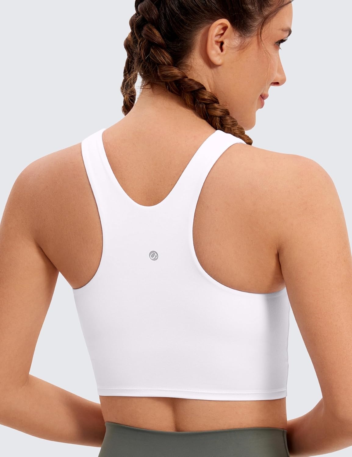image:imageCRZ YOGA Butterluxe High Neck Crop Tank Tops for Women Racerback Padded Longline Sports Bras WorkoutWhite