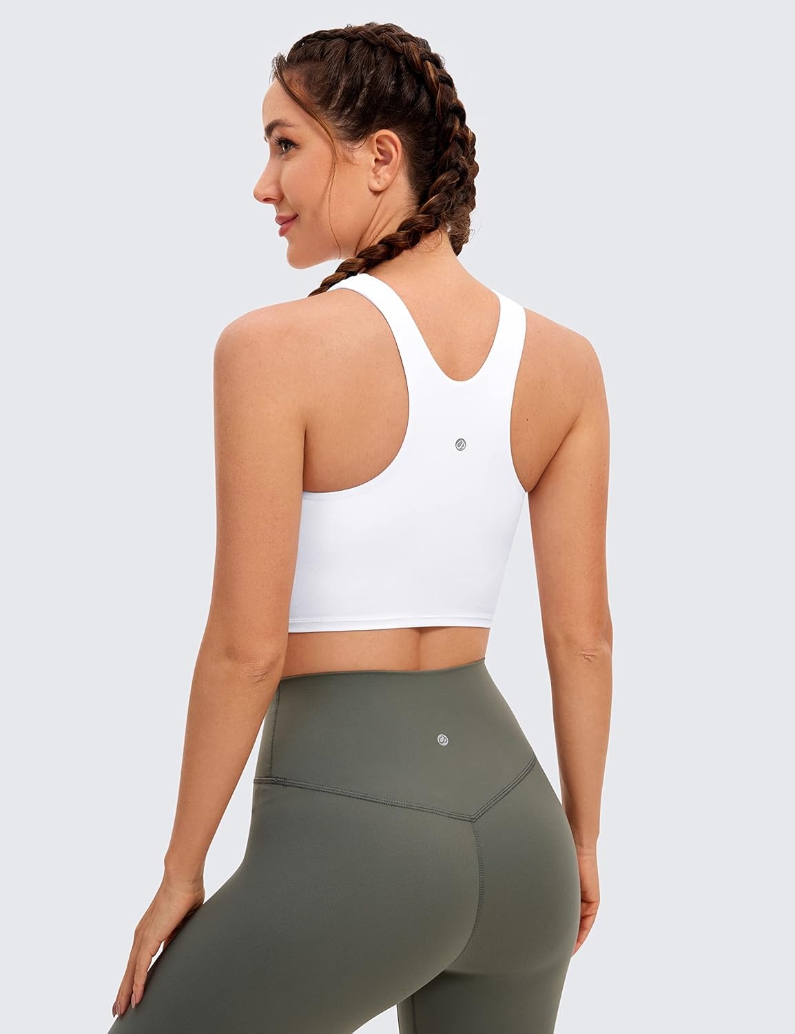 image:imageCRZ YOGA Butterluxe High Neck Crop Tank Tops for Women Racerback Padded Longline Sports Bras WorkoutWhite