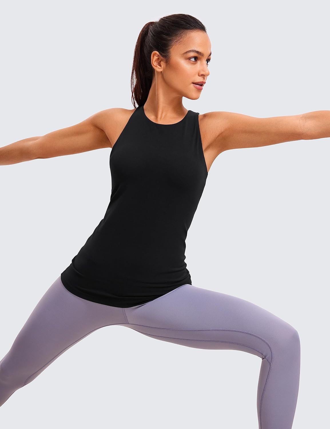 image:imageCRZ YOGA Butterluxe High Neck Tank Tops for Women Racerback Workout Padded Yoga Athletic Camisole with Built in BraBlack