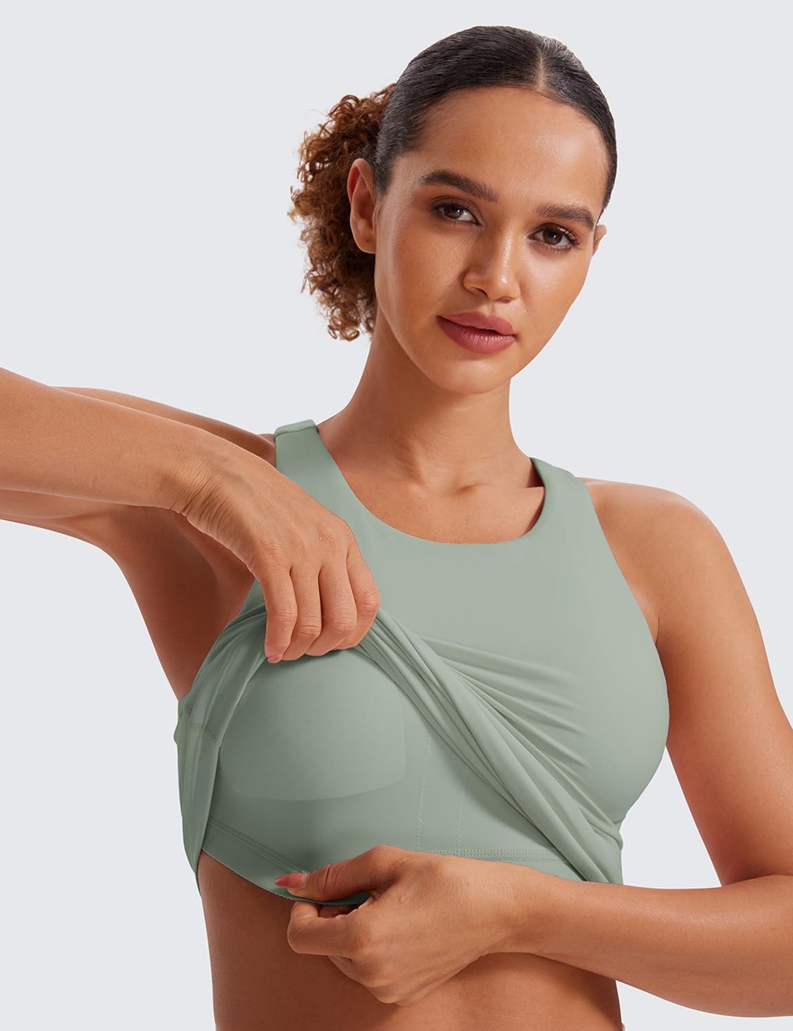 image:imageCRZ YOGA Butterluxe High Neck Tank Tops for Women Racerback Workout Padded Yoga Athletic Camisole with Built in BraGreen Palm Court