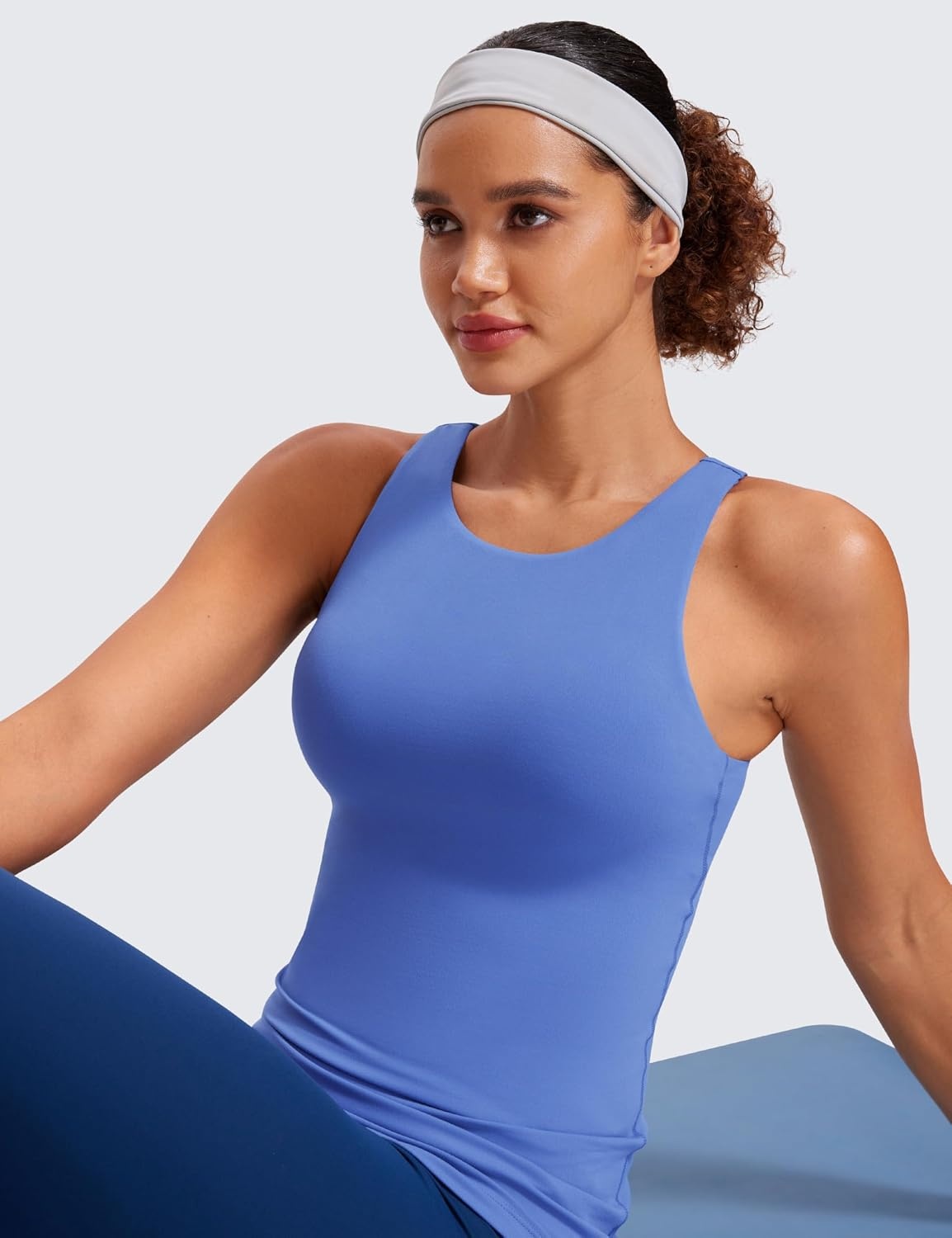 image:imageCRZ YOGA Butterluxe High Neck Tank Tops for Women Racerback Workout Padded Yoga Athletic Camisole with Built in BraWild Indigo