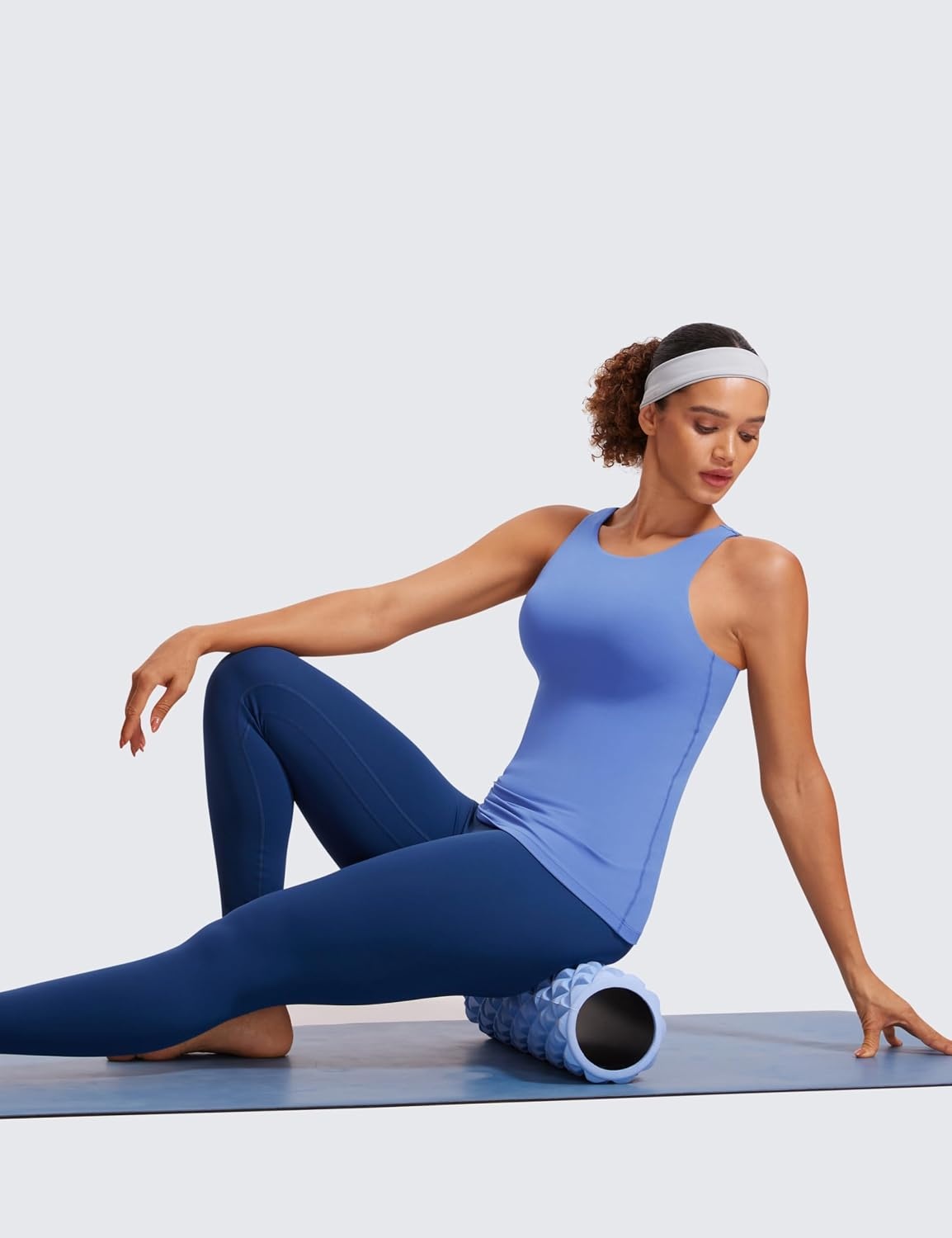 image:imageCRZ YOGA Butterluxe High Neck Tank Tops for Women Racerback Workout Padded Yoga Athletic Camisole with Built in BraWild Indigo