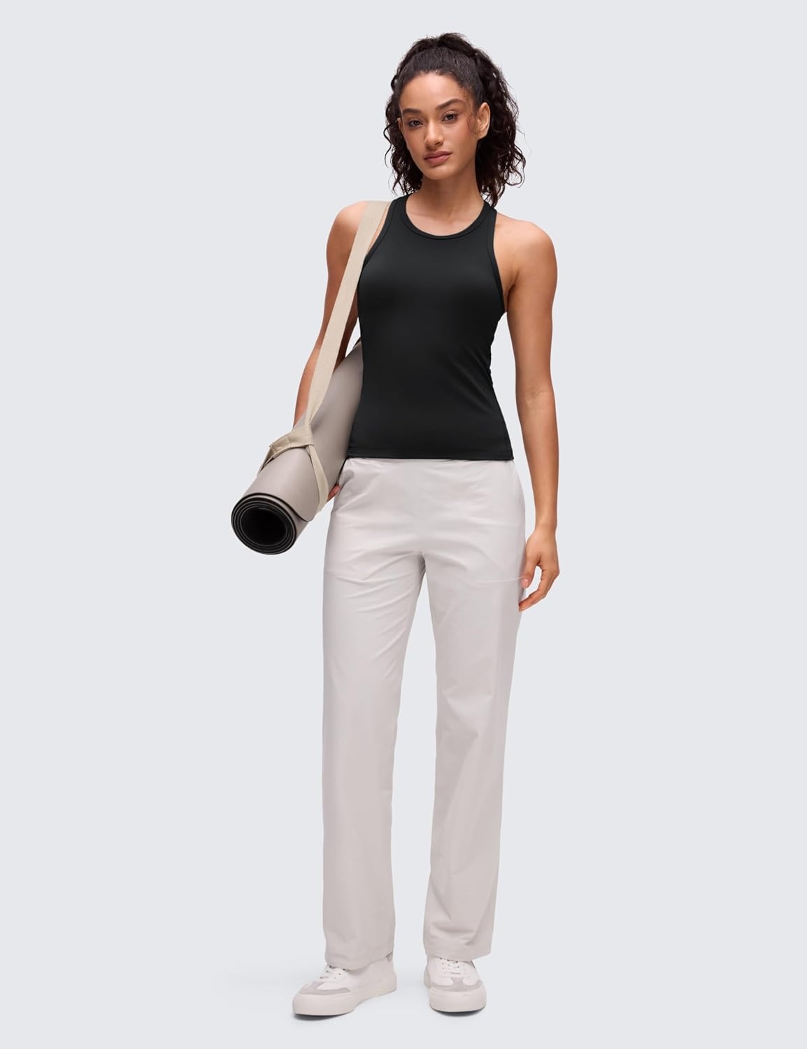 image:imageCRZ YOGA Butterluxe High Neck Tank Tops for Women Yoga Workout Athletic Gym Camisole Racerback Sleeveless ShirtsBlack