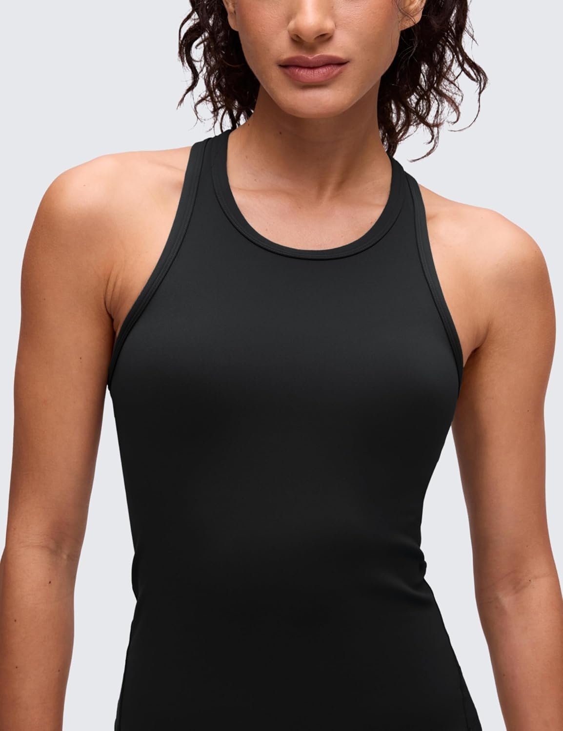 image:imageCRZ YOGA Butterluxe High Neck Tank Tops for Women Yoga Workout Athletic Gym Camisole Racerback Sleeveless ShirtsBlack