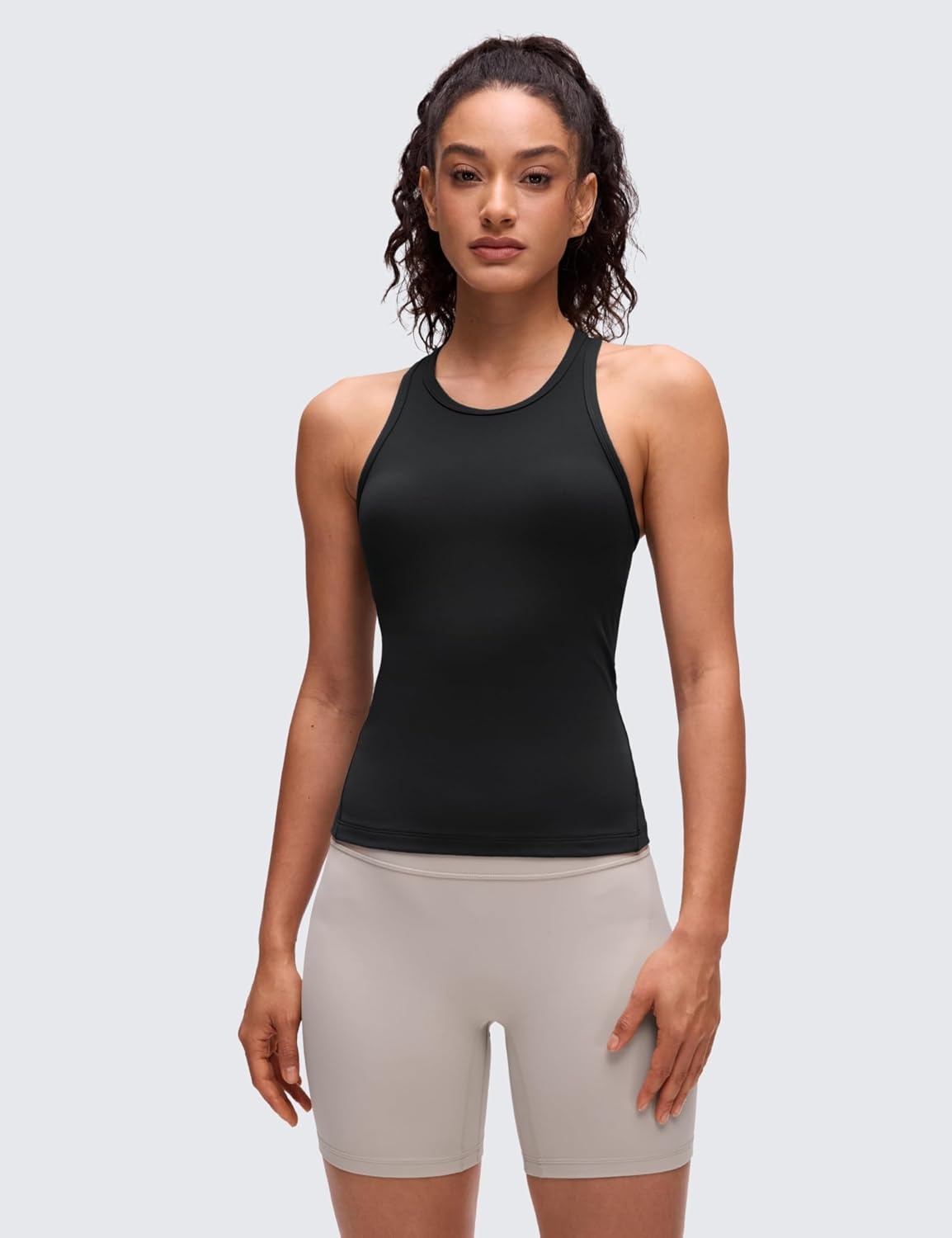 image:imageCRZ YOGA Butterluxe High Neck Tank Tops for Women Yoga Workout Athletic Gym Camisole Racerback Sleeveless ShirtsBlack
