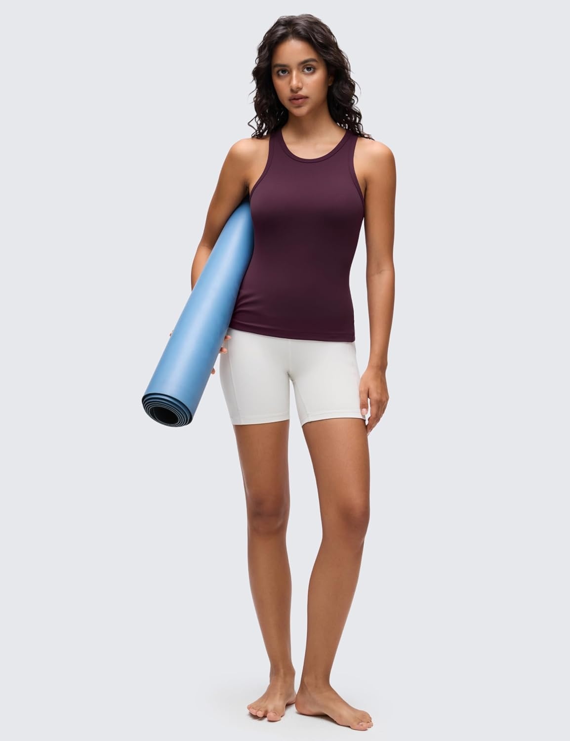 image:imageCRZ YOGA Butterluxe High Neck Tank Tops for Women Yoga Workout Athletic Gym Camisole Racerback Sleeveless ShirtsDeep Purple