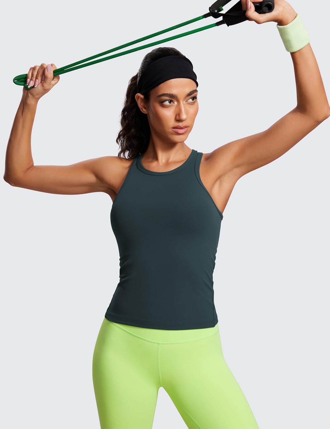 image:imageCRZ YOGA Butterluxe High Neck Tank Tops for Women Yoga Workout Athletic Gym Camisole Racerback Sleeveless ShirtsForest Dark Green