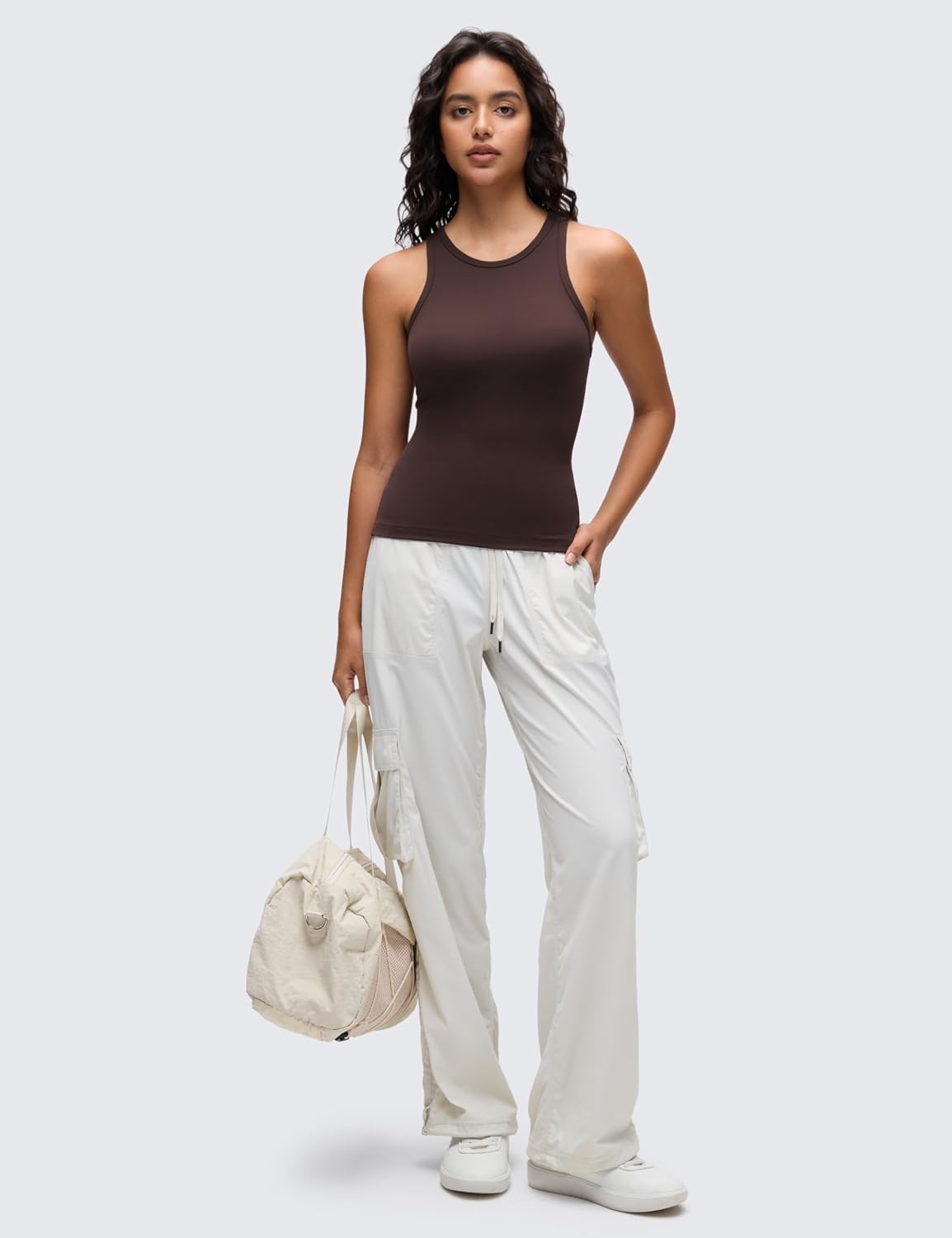 image:imageCRZ YOGA Butterluxe High Neck Tank Tops for Women Yoga Workout Athletic Gym Camisole Racerback Sleeveless ShirtsHot Fudge Brown