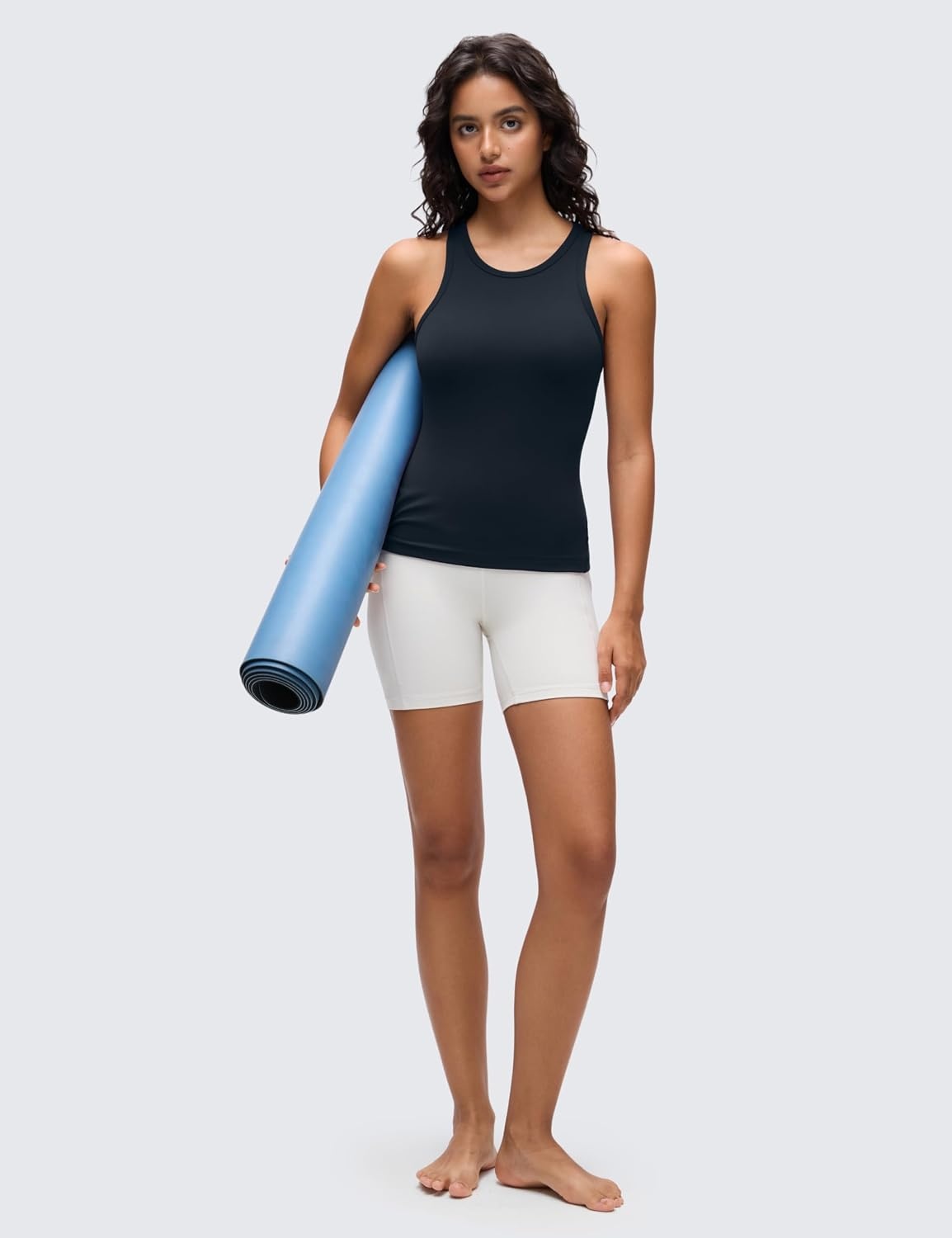 image:imageCRZ YOGA Butterluxe High Neck Tank Tops for Women Yoga Workout Athletic Gym Camisole Racerback Sleeveless ShirtsTrue Navy