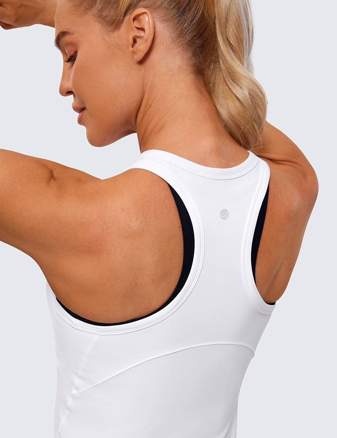 image:imageCRZ YOGA Butterluxe High Neck Tank Tops for Women Yoga Workout Athletic Gym Camisole Racerback Sleeveless ShirtsWhite