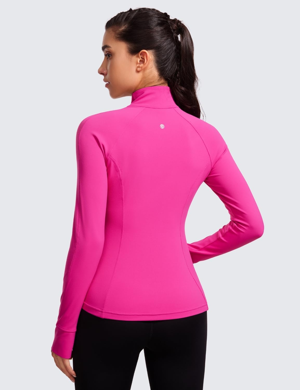 image:imageCRZ YOGA Butterluxe Hip Length Jackets for Women Full Zip Athletic Track Tops with Thumb Holes PocketsHibiscus Purple