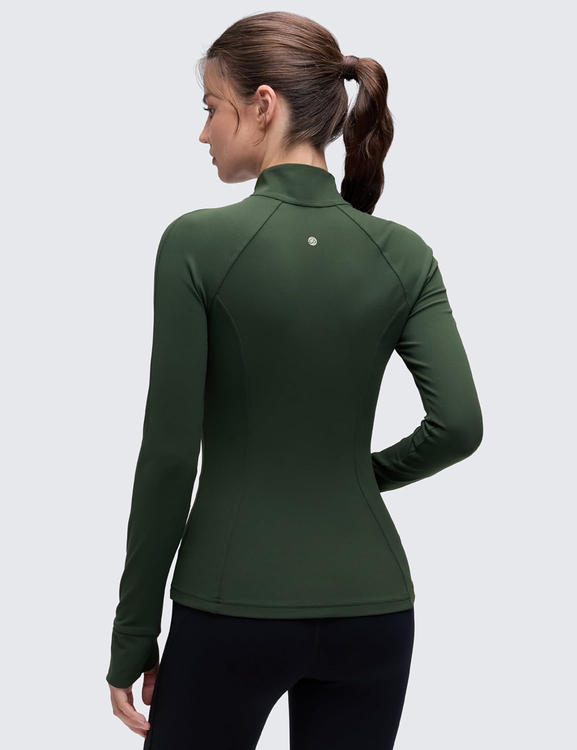 image:imageCRZ YOGA Butterluxe Hip Length Jackets for Women Full Zip Athletic Track Tops with Thumb Holes PocketsLegend Green