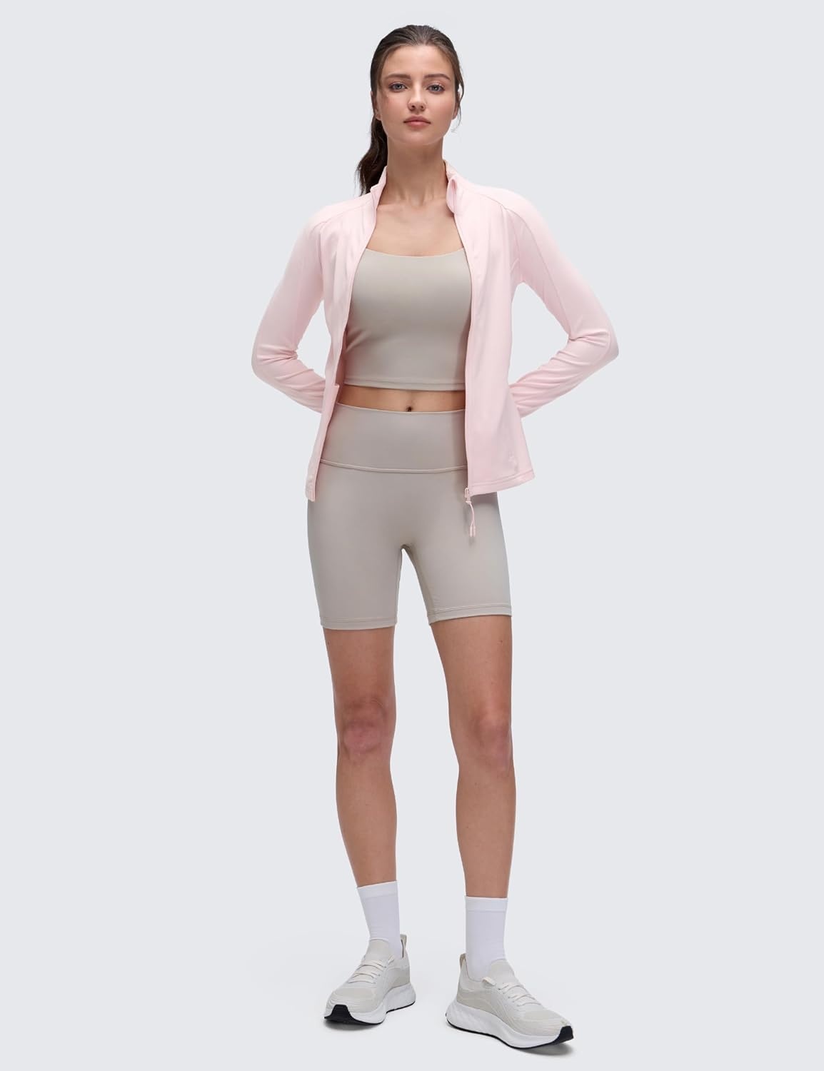 image:imageCRZ YOGA Butterluxe Hip Length Jackets for Women Full Zip Athletic Track Tops with Thumb Holes PocketsStrawberry Pink