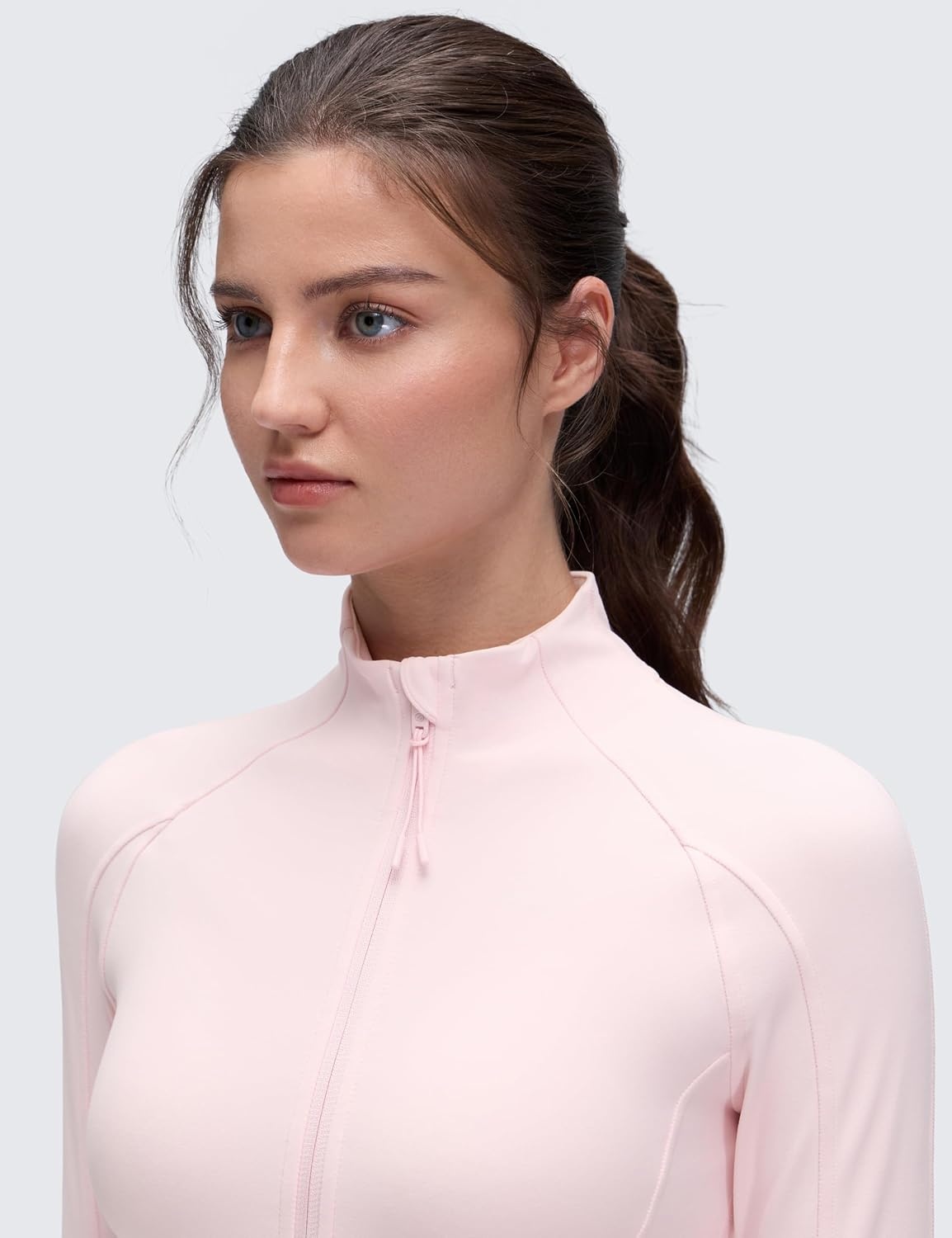 image:imageCRZ YOGA Butterluxe Hip Length Jackets for Women Full Zip Athletic Track Tops with Thumb Holes PocketsStrawberry Pink