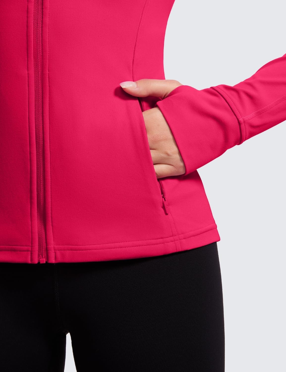 image:imageCRZ YOGA Butterluxe Hip Length Jackets for Women Full Zip Athletic Track Tops with Thumb Holes PocketsViva Magenta