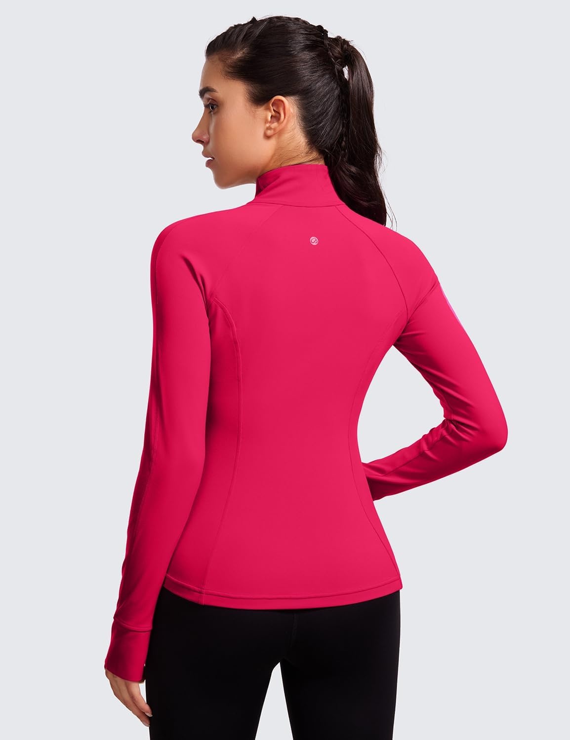 image:imageCRZ YOGA Butterluxe Hip Length Jackets for Women Full Zip Athletic Track Tops with Thumb Holes PocketsViva Magenta