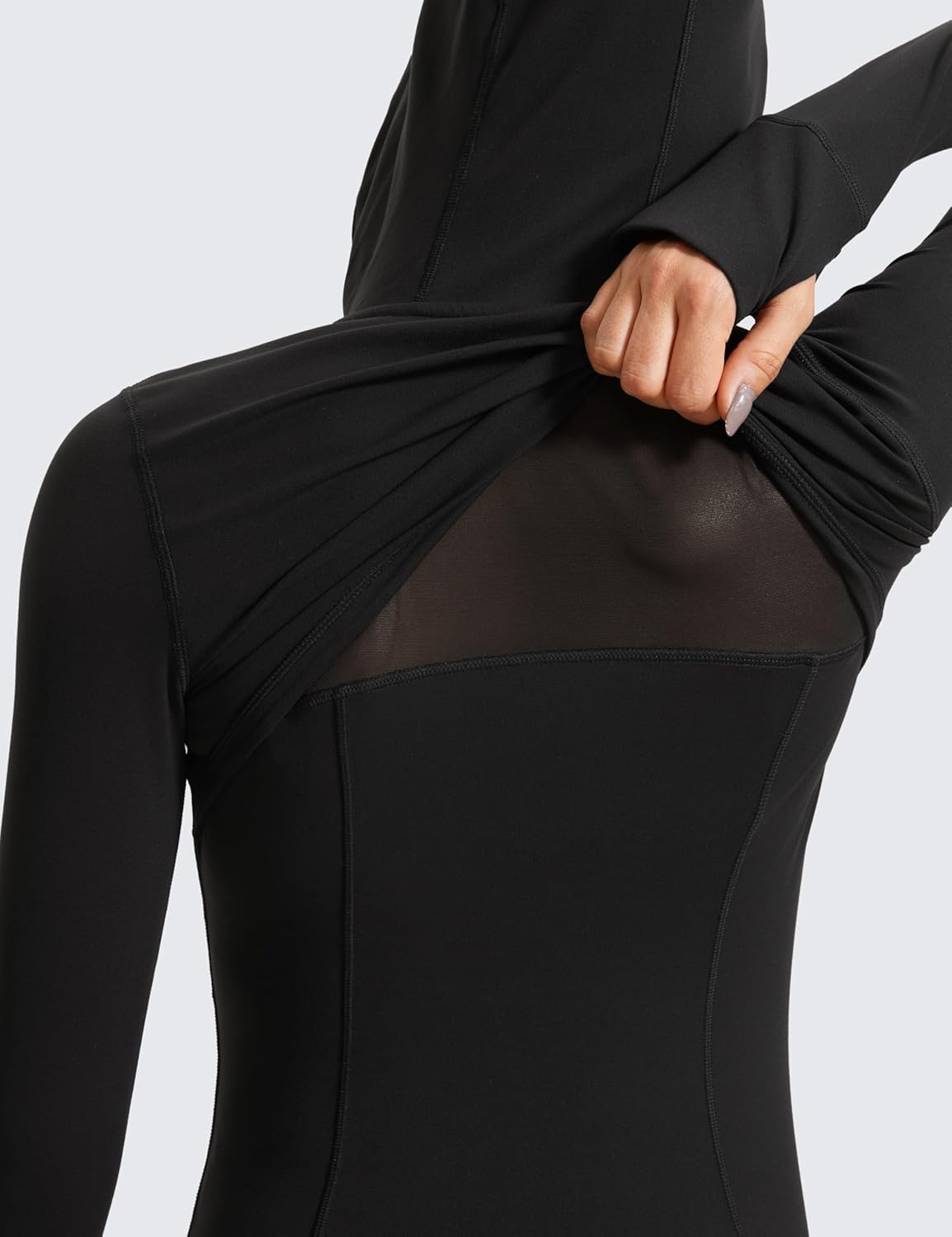image:imageCRZ YOGA Butterluxe Hooded Athletic Jackets for Women Full Zip Track Casual Tops with Thumb Holes PocketsBlack