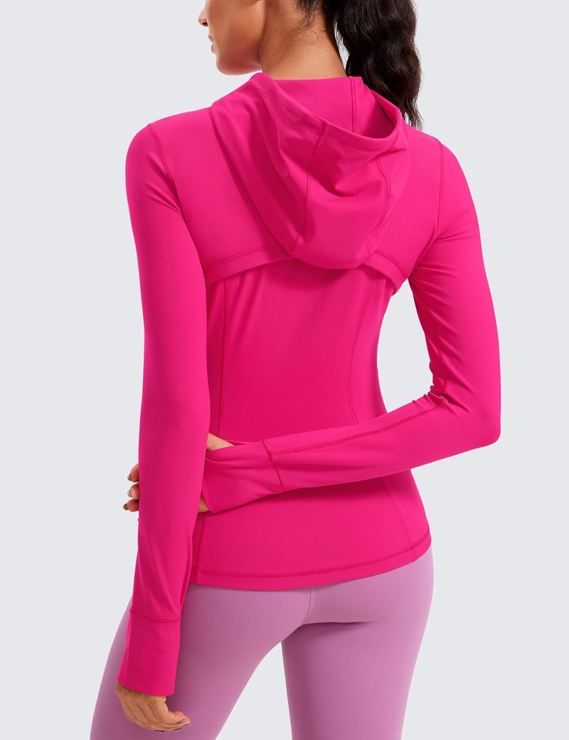 image:imageCRZ YOGA Butterluxe Hooded Athletic Jackets for Women Full Zip Track Casual Tops with Thumb Holes PocketsGranita Pink