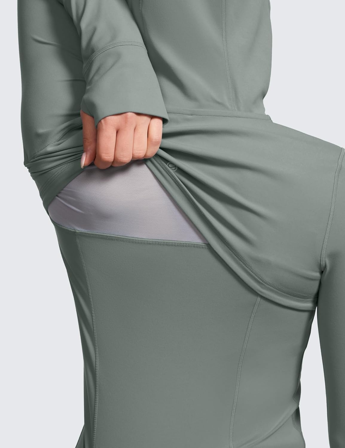 image:imageCRZ YOGA Butterluxe Hooded Athletic Jackets for Women Full Zip Track Casual Tops with Thumb Holes PocketsGrey Sage