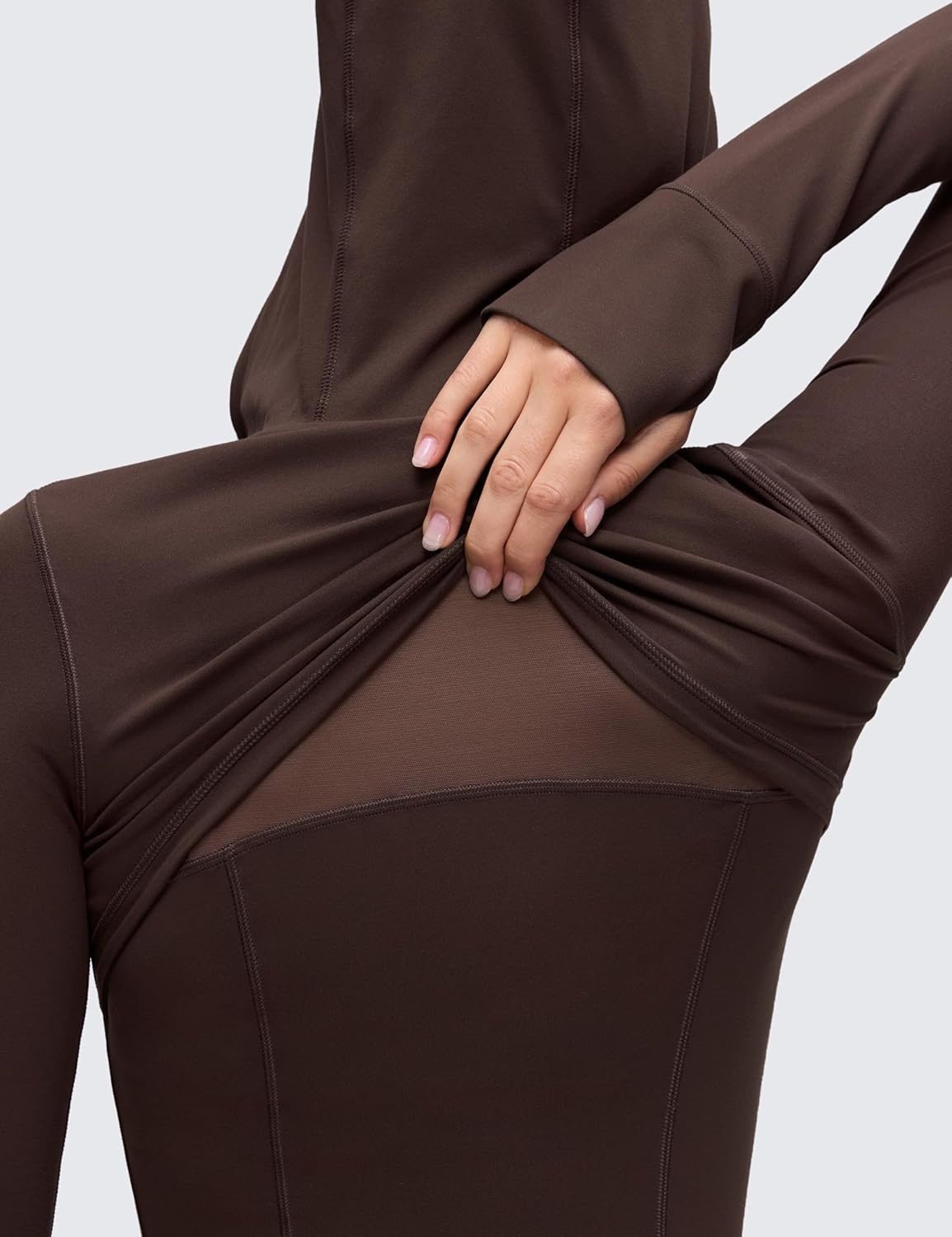 image:imageCRZ YOGA Butterluxe Hooded Athletic Jackets for Women Full Zip Track Casual Tops with Thumb Holes PocketsHot Fudge Brown