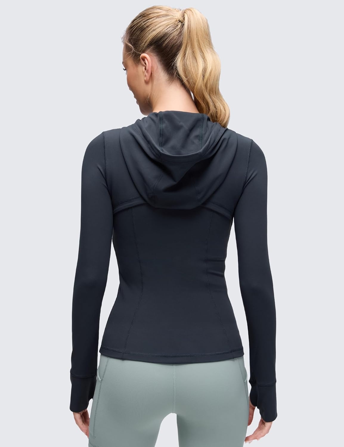 image:imageCRZ YOGA Butterluxe Hooded Athletic Jackets for Women Full Zip Track Casual Tops with Thumb Holes PocketsTrue Navy