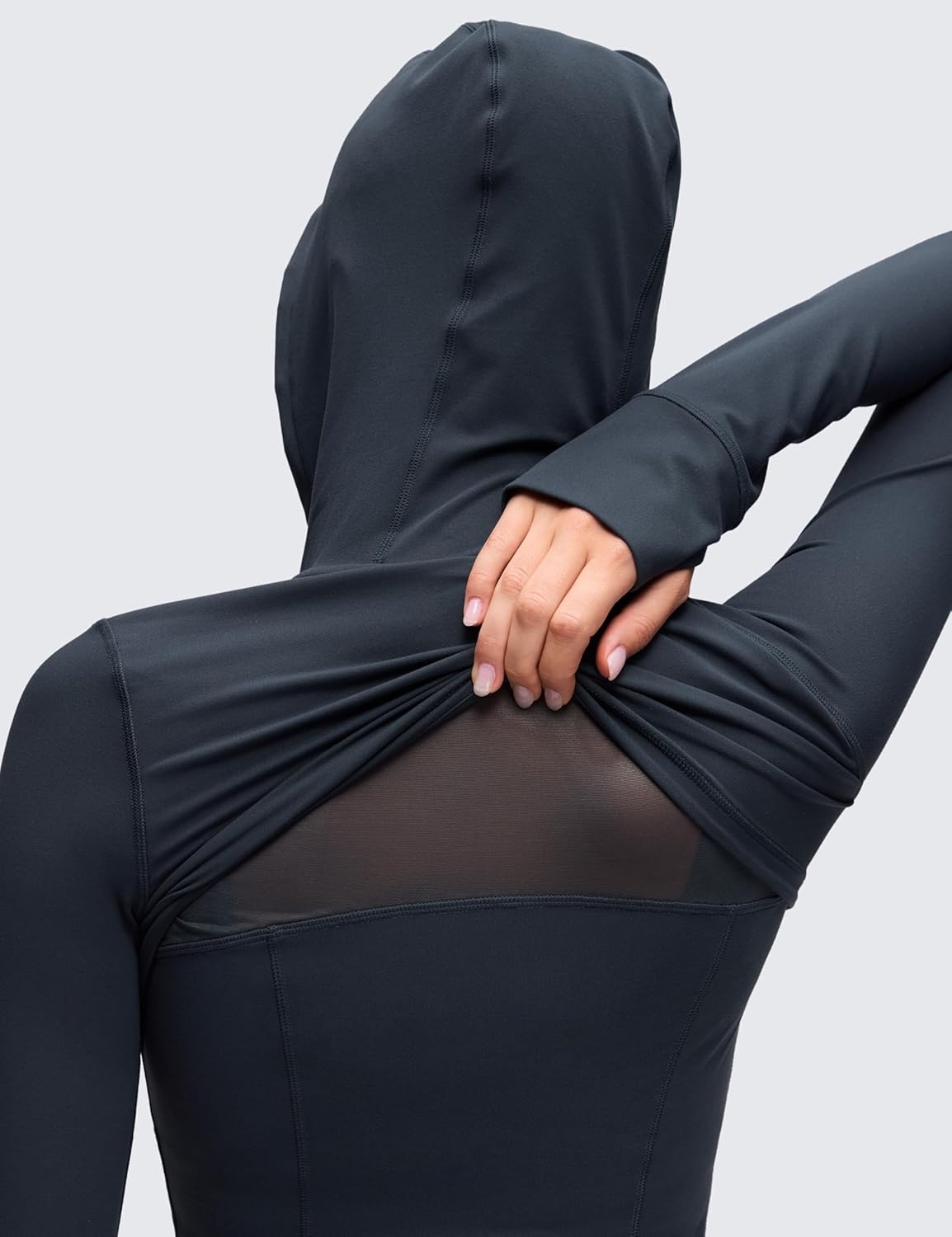 image:imageCRZ YOGA Butterluxe Hooded Athletic Jackets for Women Full Zip Track Casual Tops with Thumb Holes PocketsTrue Navy