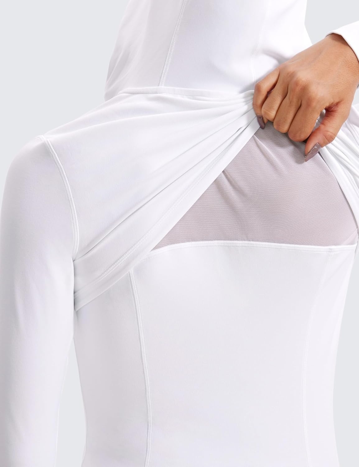image:imageCRZ YOGA Butterluxe Hooded Athletic Jackets for Women Full Zip Track Casual Tops with Thumb Holes PocketsWhite