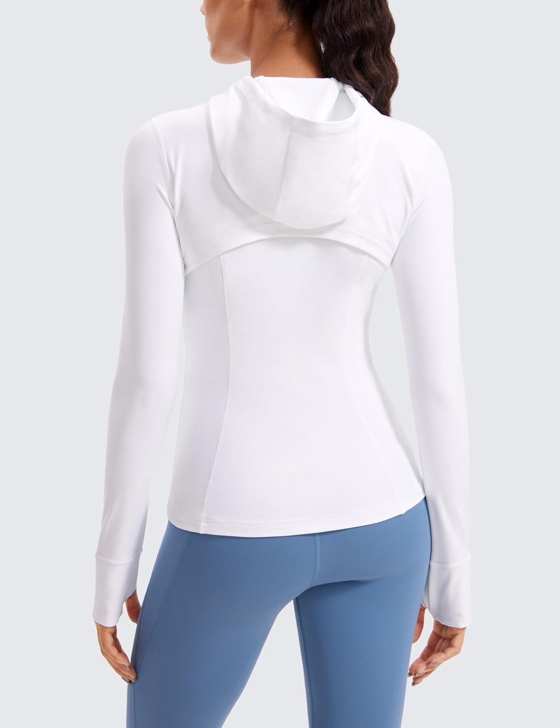image:imageCRZ YOGA Butterluxe Hooded Athletic Jackets for Women Full Zip Track Casual Tops with Thumb Holes PocketsWhite