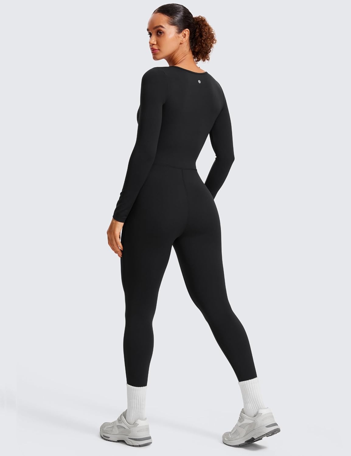 image:imageCRZ YOGA Butterluxe Long Sleeve Jumpsuits for Women Scoop Neck Casual Yoga One Piece 25 Leggings RompersBlack