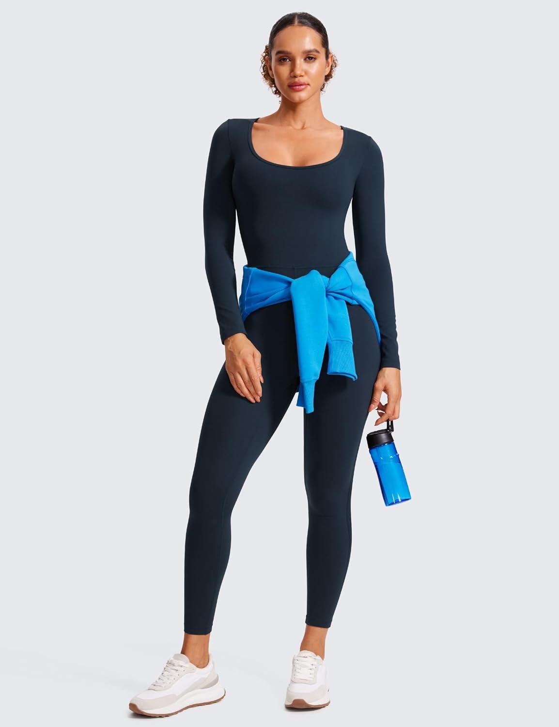image:imageCRZ YOGA Butterluxe Long Sleeve Jumpsuits for Women Scoop Neck Casual Yoga One Piece 25 Leggings RompersTrue Navy