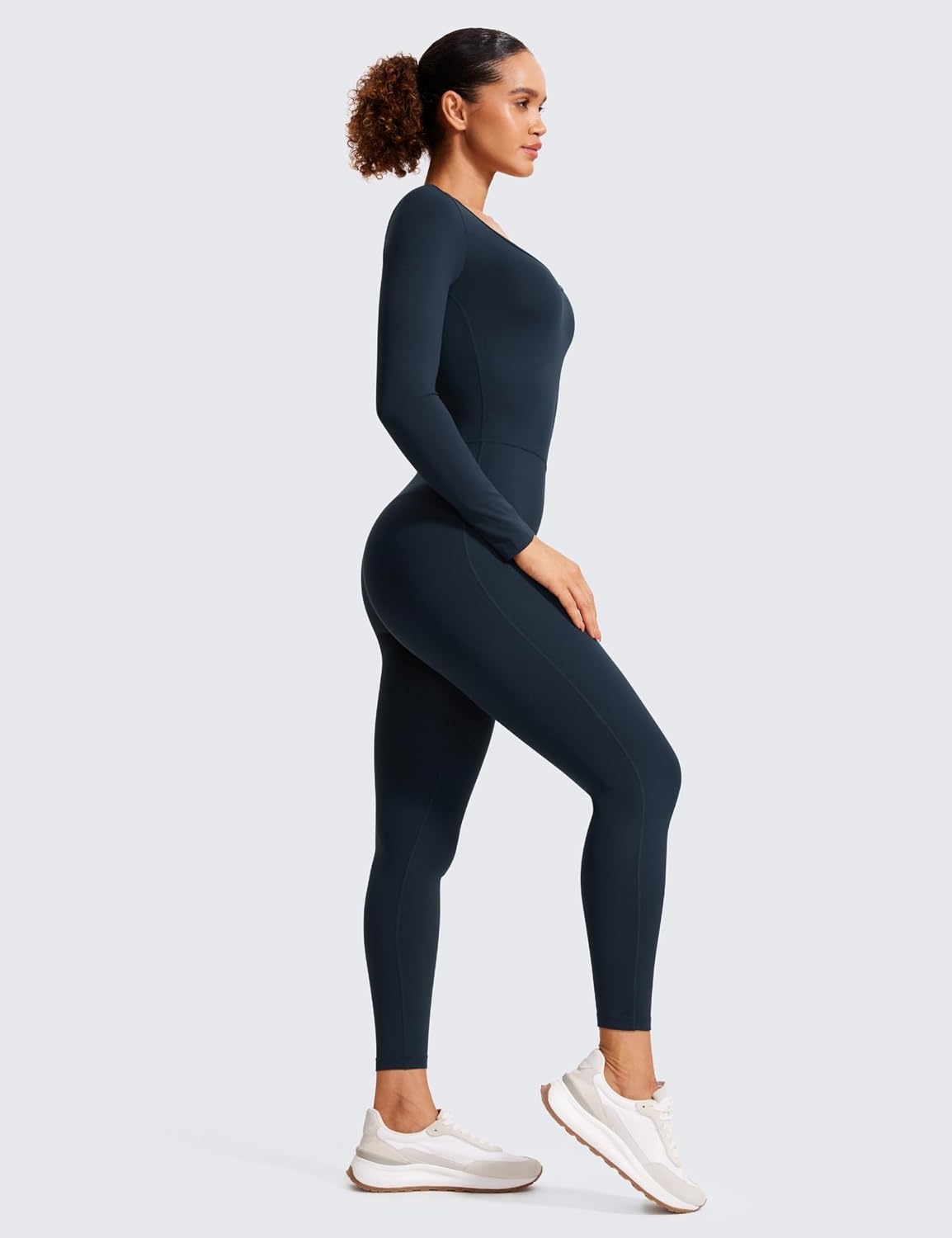 image:imageCRZ YOGA Butterluxe Long Sleeve Jumpsuits for Women Scoop Neck Casual Yoga One Piece 25 Leggings RompersTrue Navy