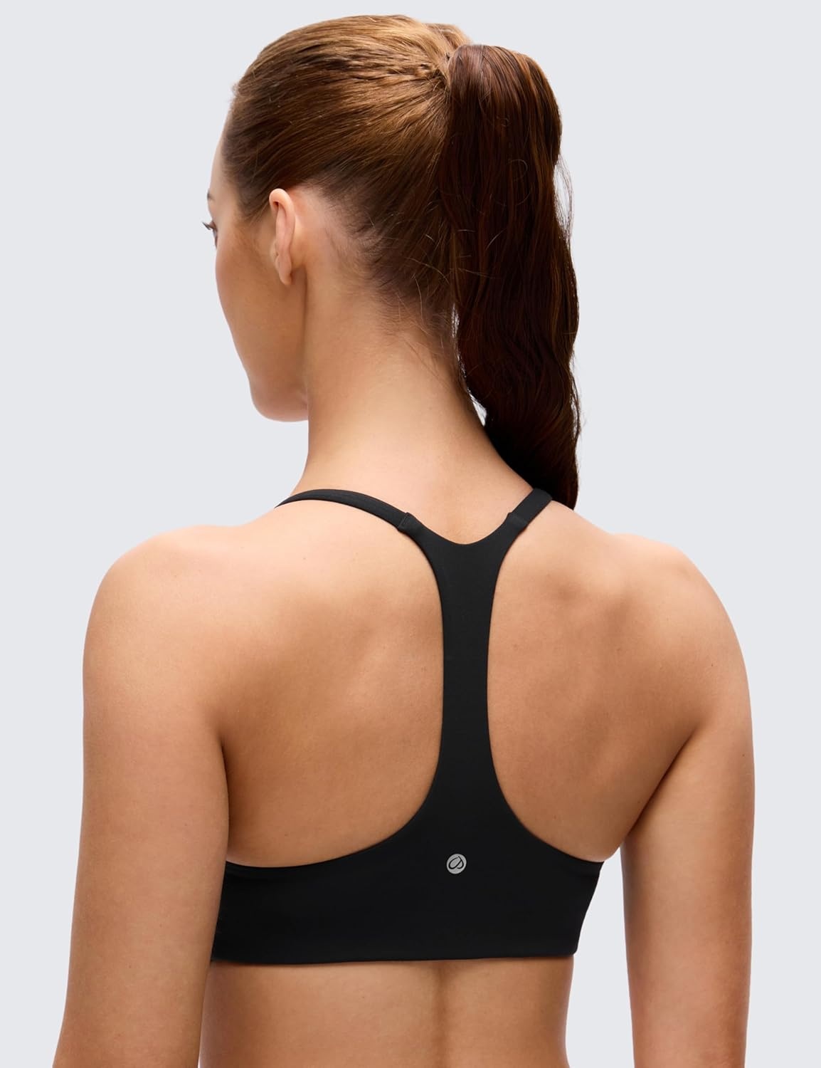 image:imageCRZ YOGA Butterluxe Low Coverage V Neck Sports Bras for Women Spaghetti Straps Racerback Padded Yoga TopBlack