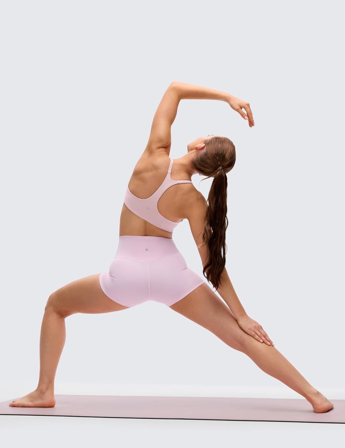 image:imageCRZ YOGA Butterluxe Low Coverage V Neck Sports Bras for Women Spaghetti Straps Racerback Padded Yoga TopPink Haze