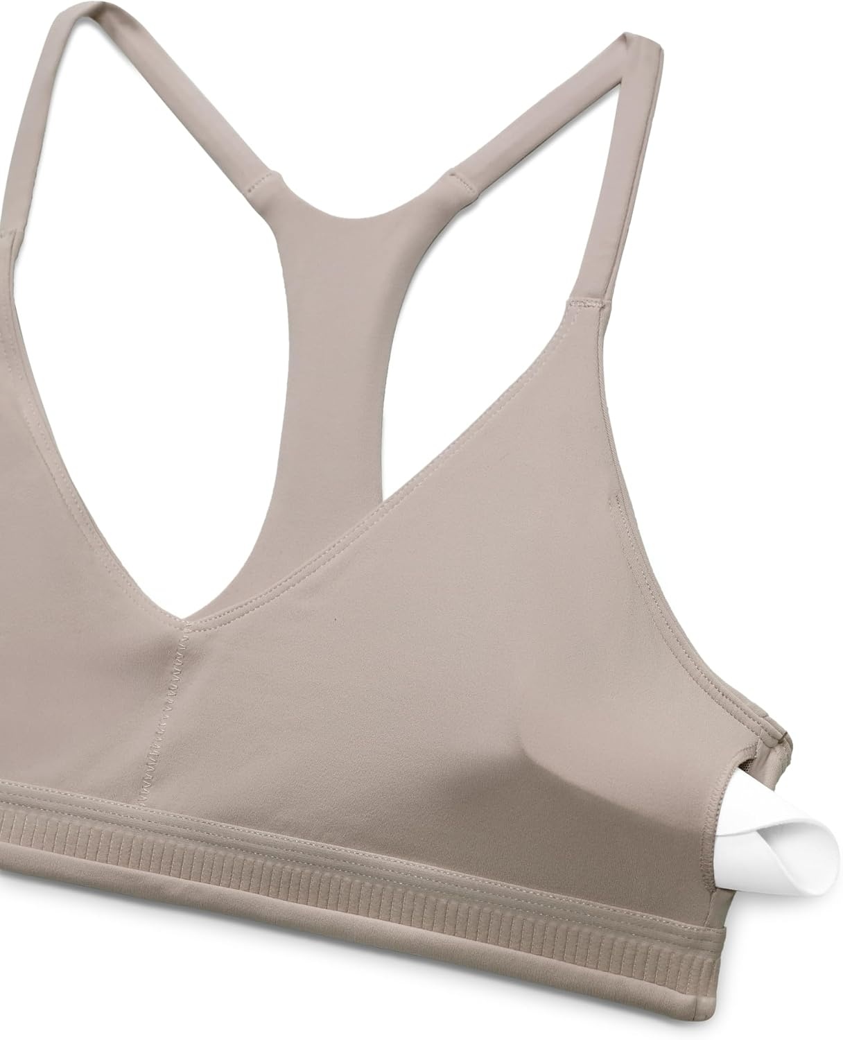 image:imageCRZ YOGA Butterluxe Low Coverage V Neck Sports Bras for Women Spaghetti Straps Racerback Padded Yoga TopWarm Ash Grey