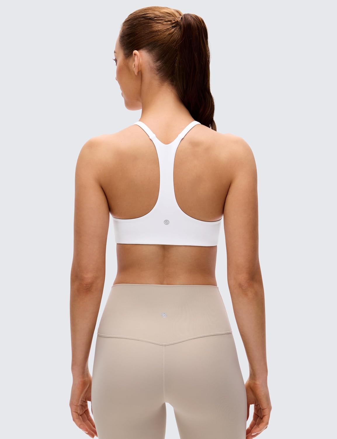 image:imageCRZ YOGA Butterluxe Low Coverage V Neck Sports Bras for Women Spaghetti Straps Racerback Padded Yoga TopWhite
