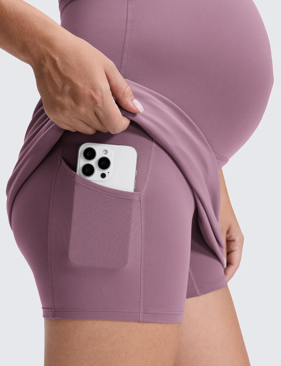 image:imageCRZ YOGA Butterluxe Maternity A Line Golf Skirts High Waisted Tennis Casual Womens Pregnancy with Shorts PocketsLight Lavender